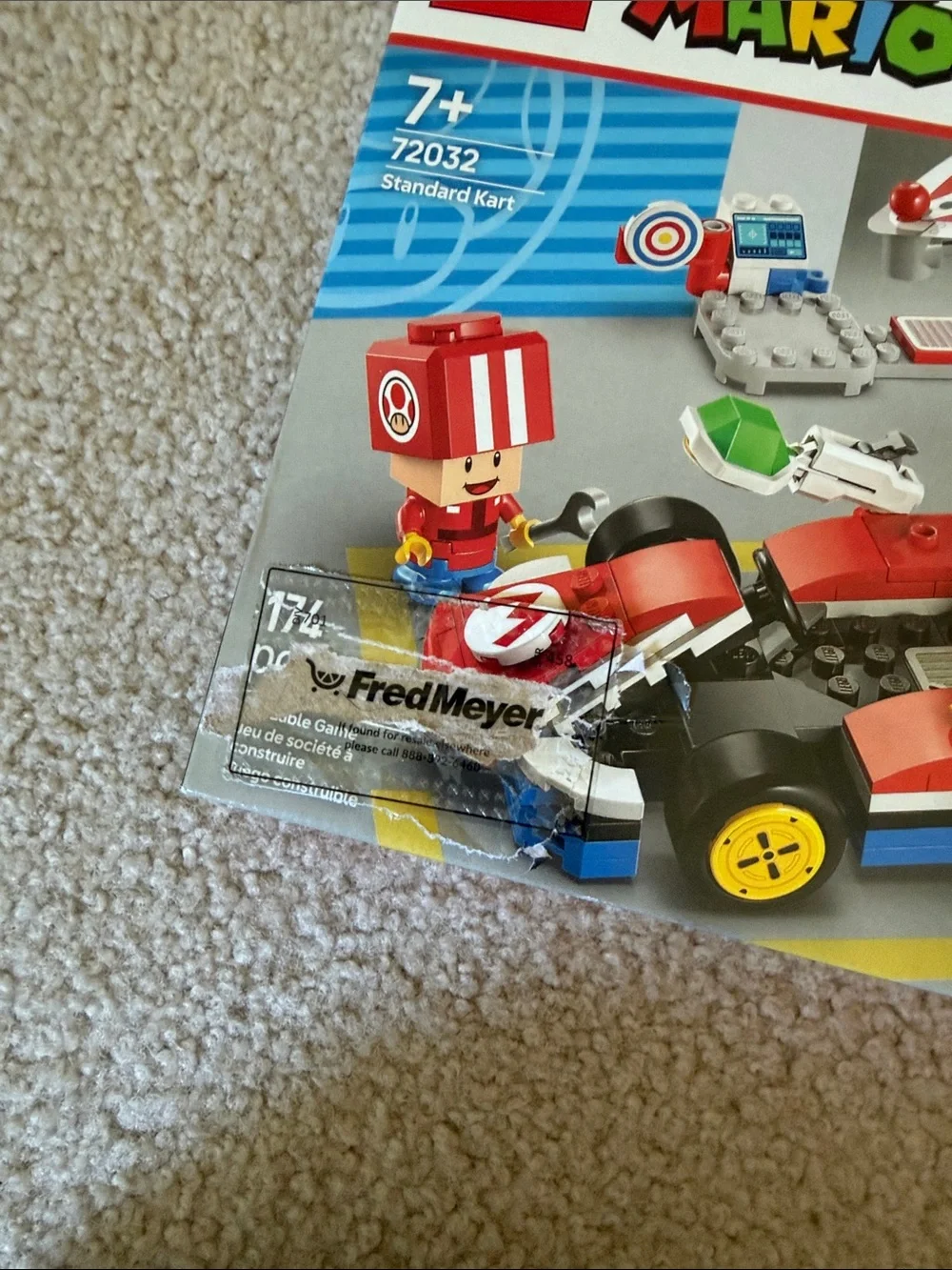 Lego Super Mario Red and Black Kart with Yellow Wheels - 174 pieces